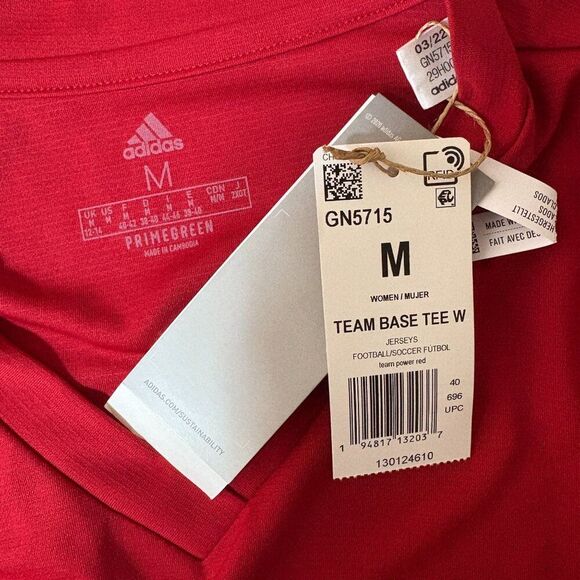 Adidas Women's Team Base Tee Red Size Medium NWT - Picture 4 of 6